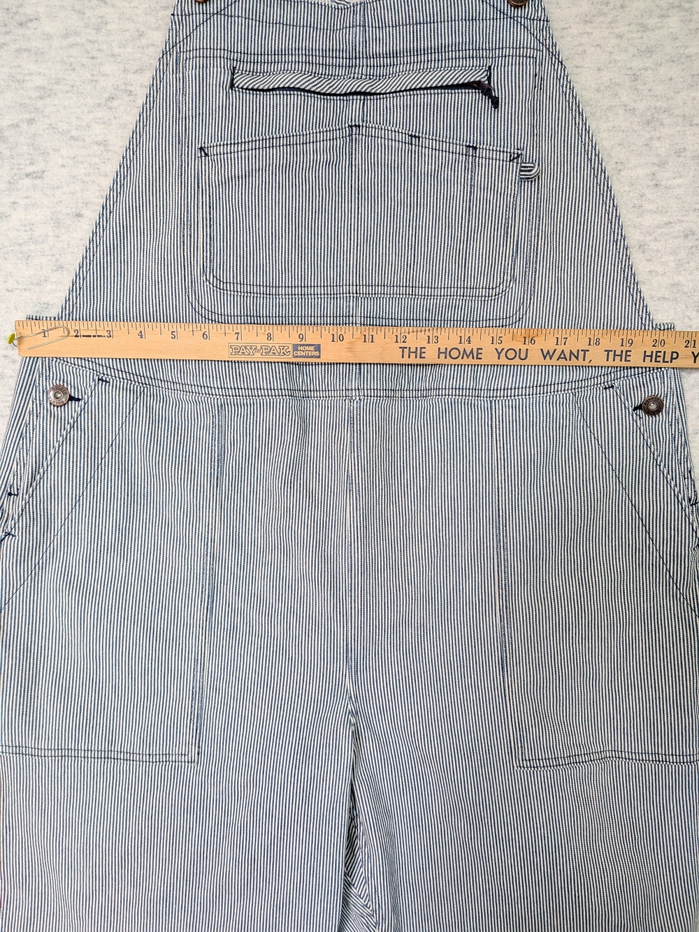 Duluth Trading Co. Rootstock Gardening Blue & White Striped Short Overalls Sz XL - Picture 4 of 16